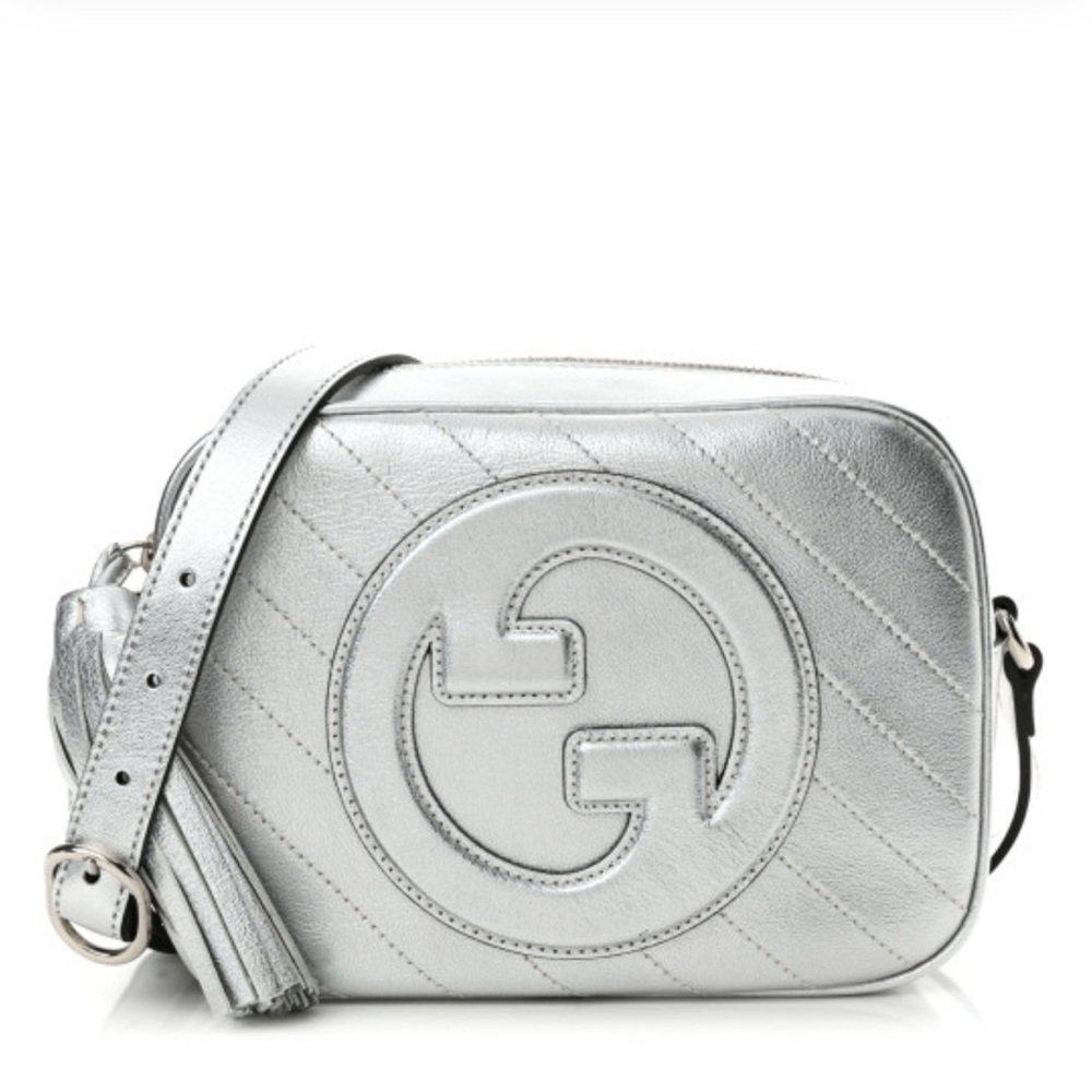 Like New Gucci Blondie Small Crossbody Bag in Metallic Silver